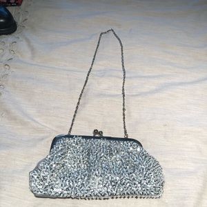 Silver glitzy evening bag